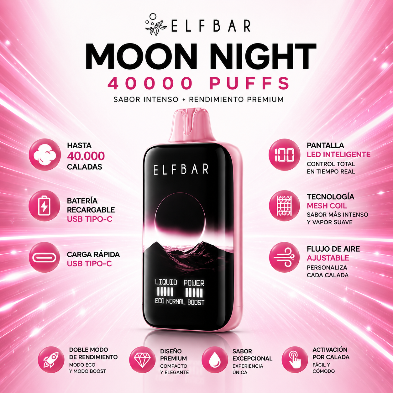 ELF BAR Moon Night 40000 – Hasta 40000 Puffs