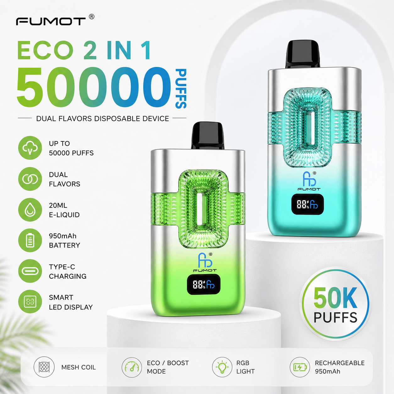 FUMOT ECO 2 In 1 50000 Puffs - 10pcs