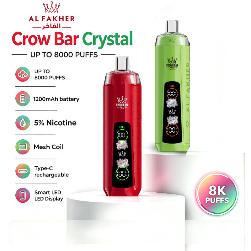 Al Fakher Crown Bar Crystal 8000 Puffs - 10pcs