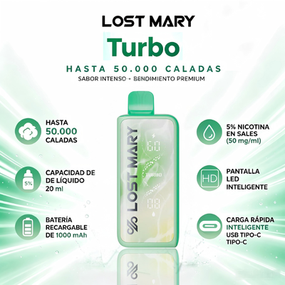 LOST MARY Turbo 50000 Puffs  Vape Desechable